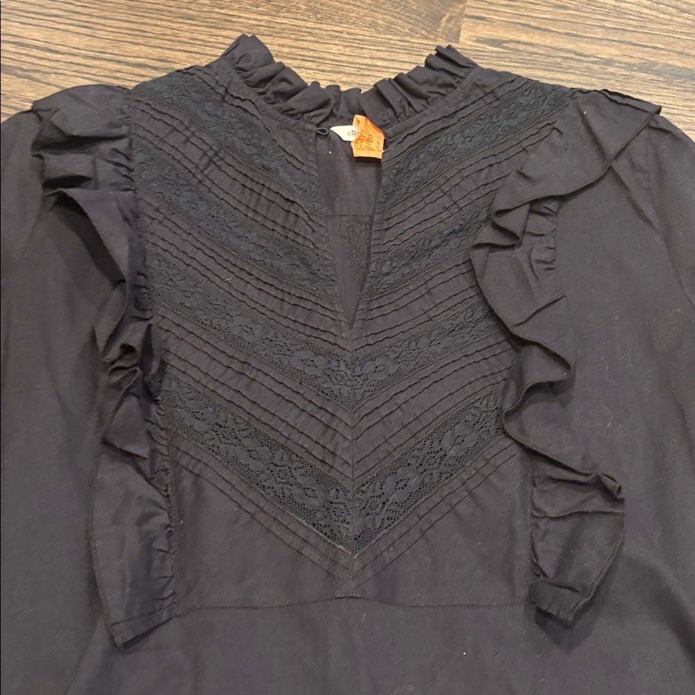 St. Roche Ruffle Long Sleeve Linde Blouse Top In black - Picture 3 of 13